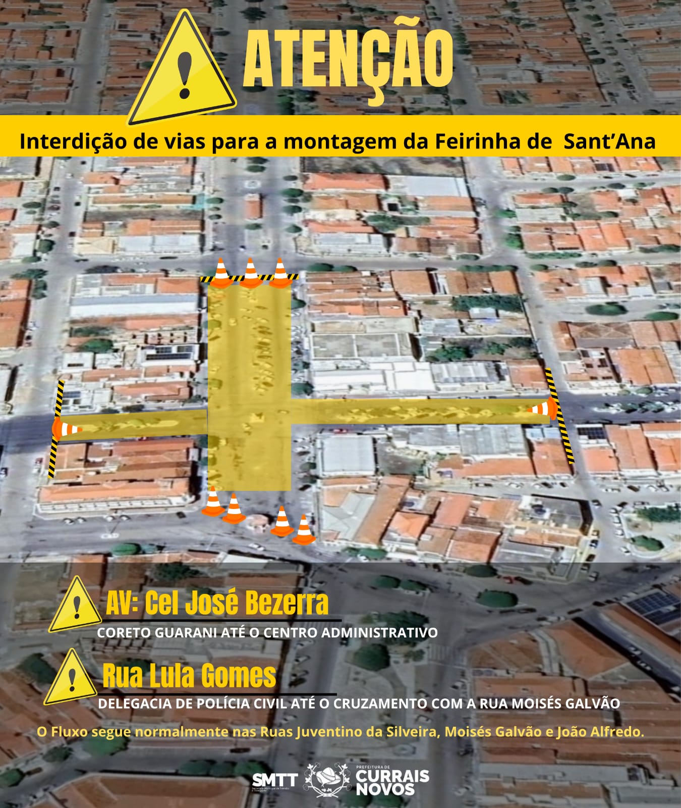 Trânsito no Centro de Currais Novos sofre alterações para montagem da Feirinha de Sant’Ana